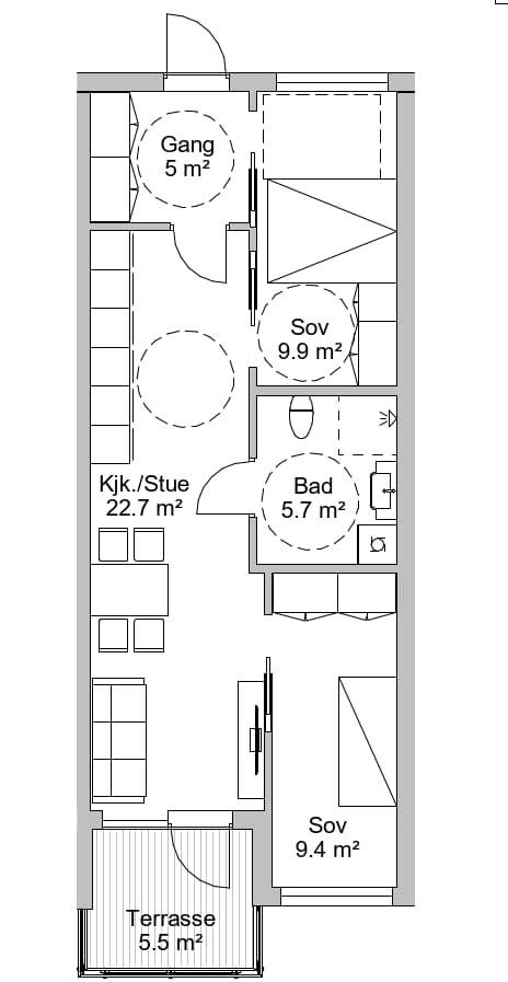 Mulighet for 2 soverom som tilvalgsløsning - kr 35.000,-