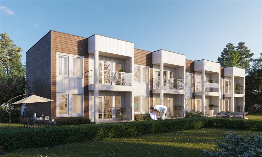 Velkommen til Ringveien i Høvåg, vi lanserer nå trinn 3 i prosjektet - en flott mulighet til å få kjøpt seg rimelig kvalitetsleilighet. 3D Illustrasjonsbilde.