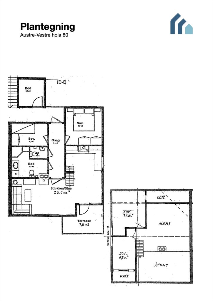 Plantegning 2.etg + loft