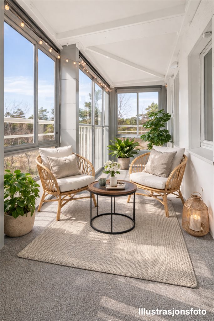 Illustrasjonsfoto – eksempel på møblering av innglasset balkong.