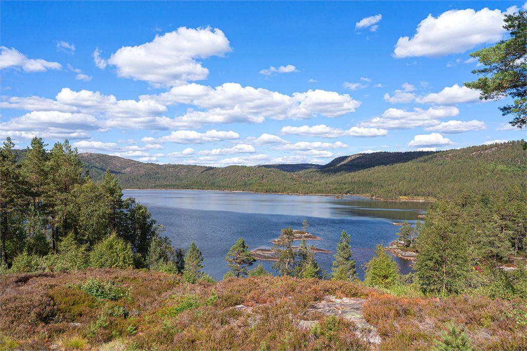 En utsikt det er lett å bli begeistret for, vann, små holmer og vidstrakt natur så langt øyet rekker.