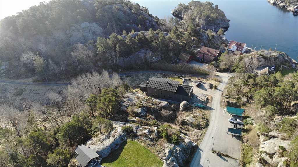 Fugleperspektiv over de to utsiktstomtene 