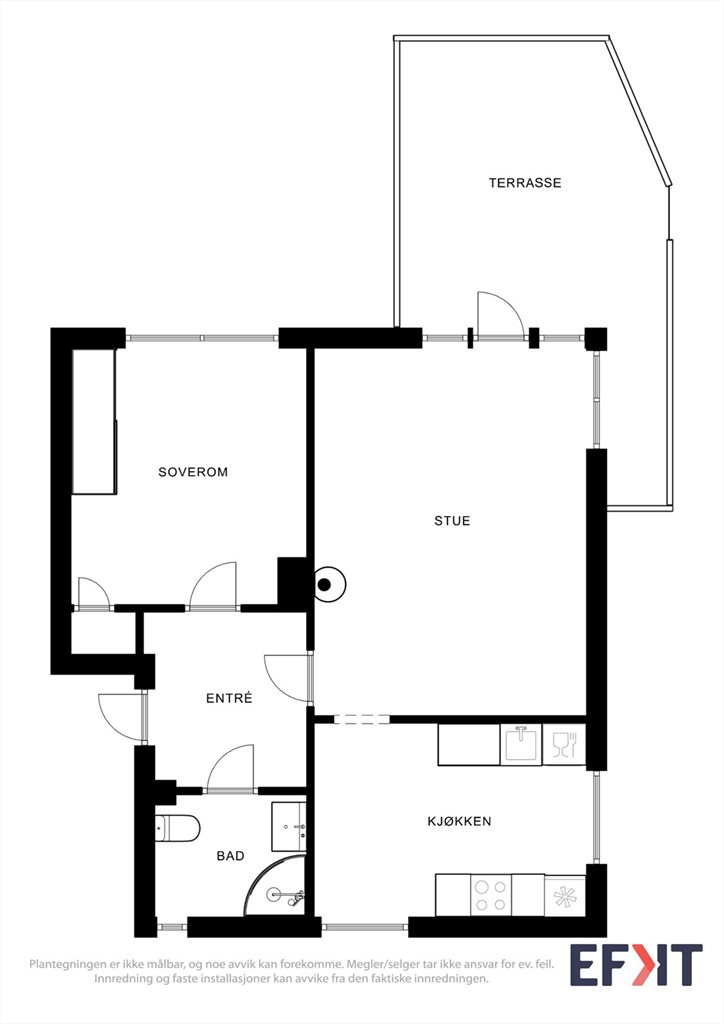 Oversiktlig plantegning som viser god romfordeling