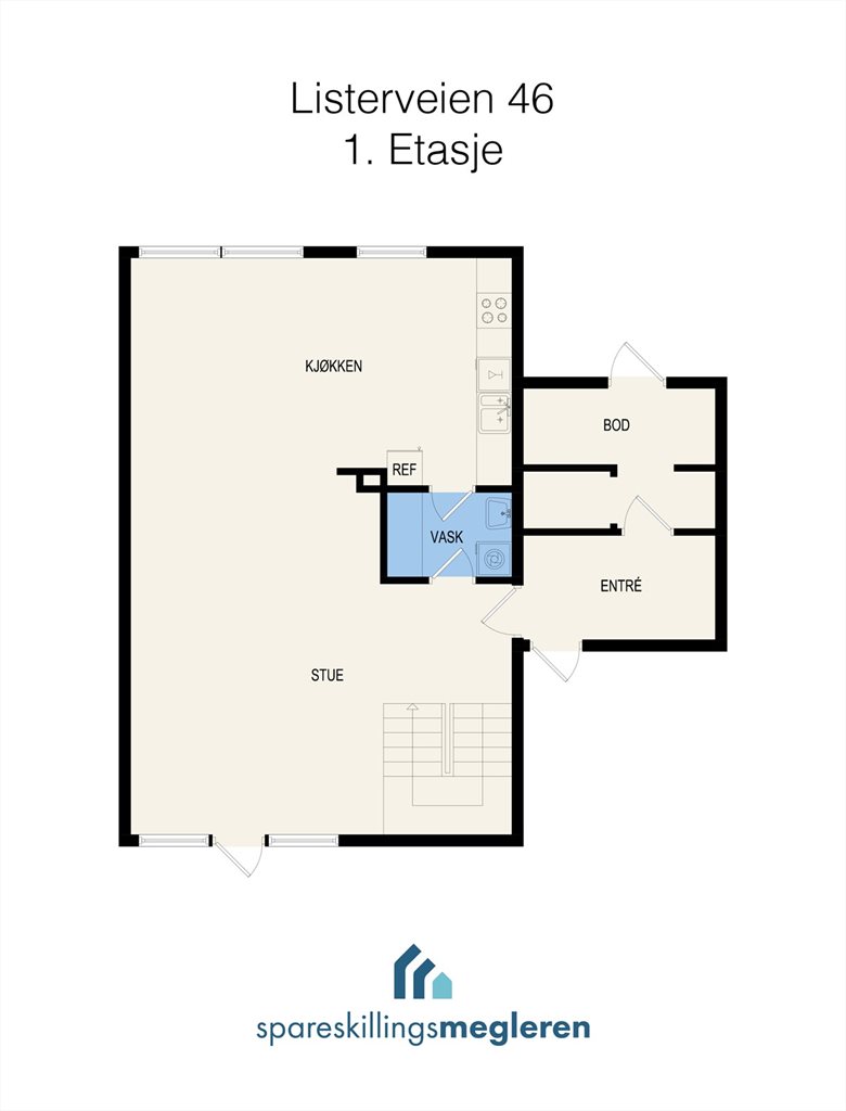 Plantegning av 1. etasje