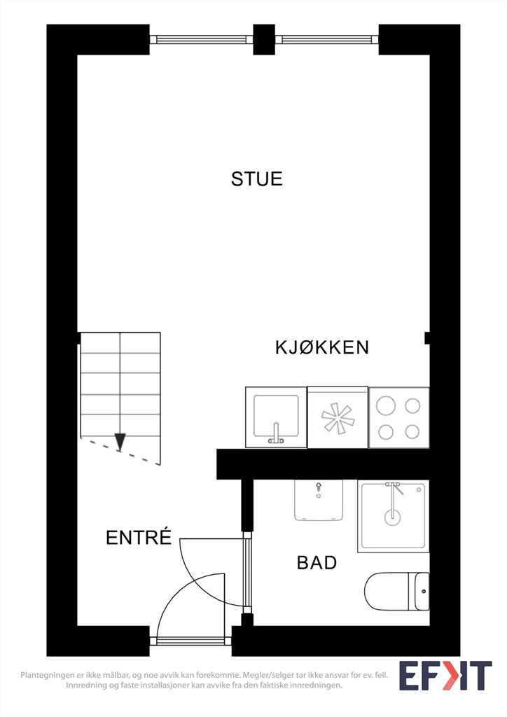 Praktisk planløsning med effektiv arealutnyttelse.